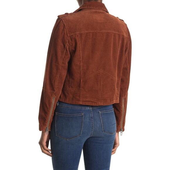 Blank NYC Corduroy Moto Jacket size Large Brown Crop Biker - Picture 2 of 16
